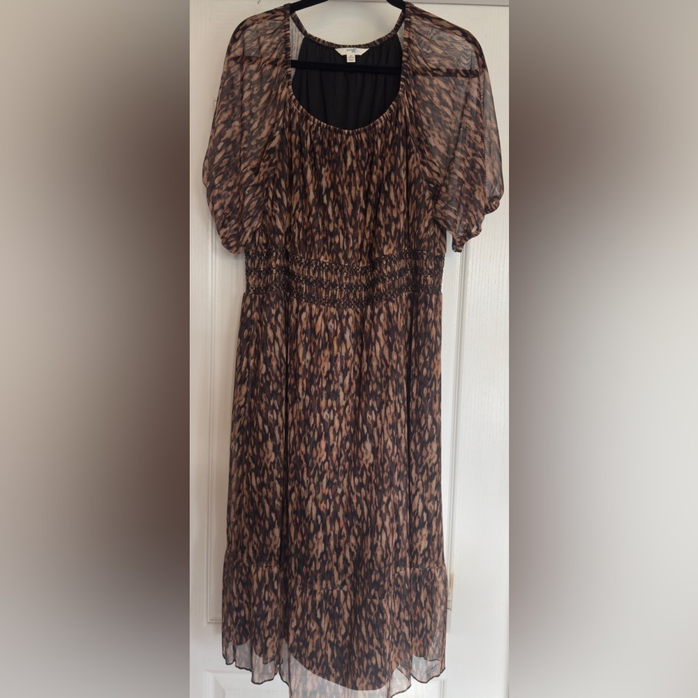 Terra & Sky Brown Patterned Midi Dress
